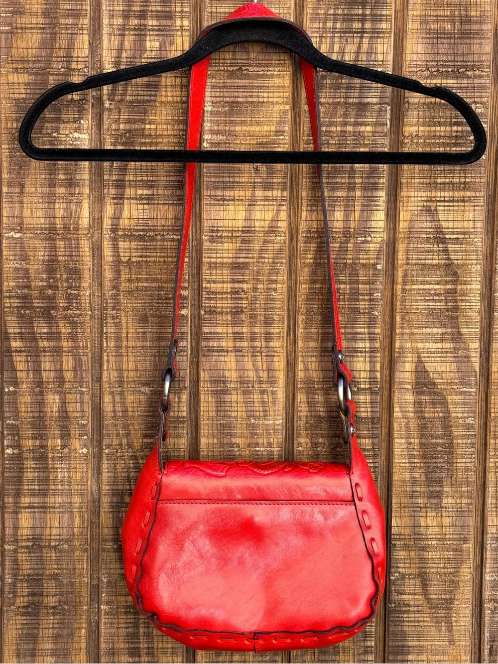 Patricia Nash Micaela Red Rose Leather Shoulder Purse